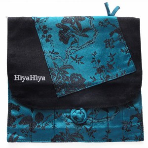 Pochette de rangement pour interchangeables - Motif Fleurs coloris Bleu turquoise - HiyaHiya