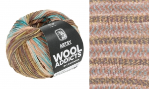 WoolAddicts by Lang Yarns Artsy - Pelote de 100 gr - Coloris 0010 Brown/Blue/Ocre/Lilac