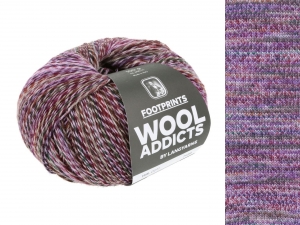 WoolAddicts by Lang Yarns Footprints - Pelote de 100 gr - Coloris 0011 Lilac/Fuchsia/Brown