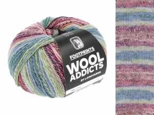 WoolAddicts by Lang Yarns Footprints - Pelote de 100 gr - Coloris 0014 Blue/Wine/Rose