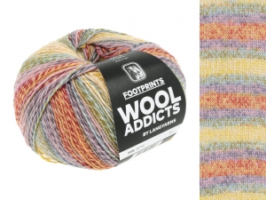 WoolAddicts by Lang Yarns Footprints - Pelote de 100 gr - Coloris 0016 Yellow/Fire/Lilac