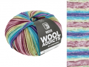 WoolAddicts by Lang Yarns Move - Pelote de 100 gr - Coloris 0007 Turquoise/Red/Yellow
