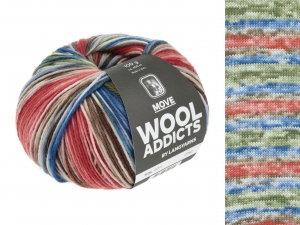 WoolAddicts by Lang Yarns Move - Pelote de 100 gr - Coloris 0011 Olive/Blue/Red