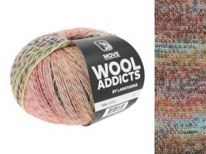 WoolAddicts by Lang Yarns Move - Pelote de 100 gr - Coloris 0020 Darkgreen/Lightblue/Orange/Rose