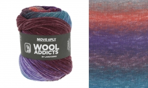 WoolAddicts by Lang Yarns Move /6-ply - Pelote de 100 gr - Coloris 0007 Bordeaux/Petrol/Violet