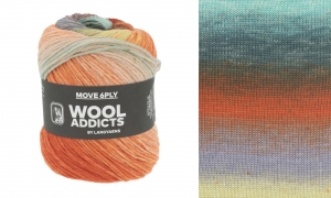 WoolAddicts by Lang Yarns Move /6-ply - Pelote de 100 gr - Coloris 0009 Turquoise/Orange/Yellow