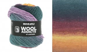 WoolAddicts by Lang Yarns Move 6-ply - Pelote de 100 gr - Coloris 0011 Light Blue/Royal Purple/Orange/Eggplant
