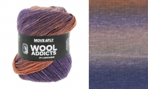 WoolAddicts by Lang Yarns Move 6-ply - Pelote de 100 gr - Coloris 0012 Royal Purple/Orange/Sand