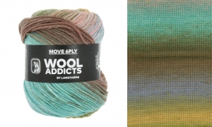 WoolAddicts by Lang Yarns Move 6-ply - Pelote de 100 gr - Coloris 0013 Blue/Green/Orange/Lilac