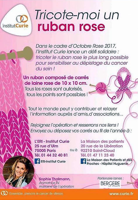 Octobre Rose 2017 : T ricotons  en semble un ruban rose  contre le  cancer !